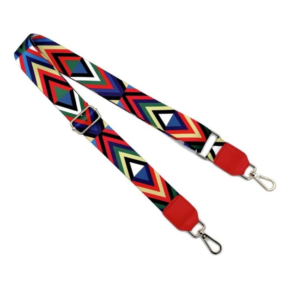Multi Chevron Boho Red Bag Strap
